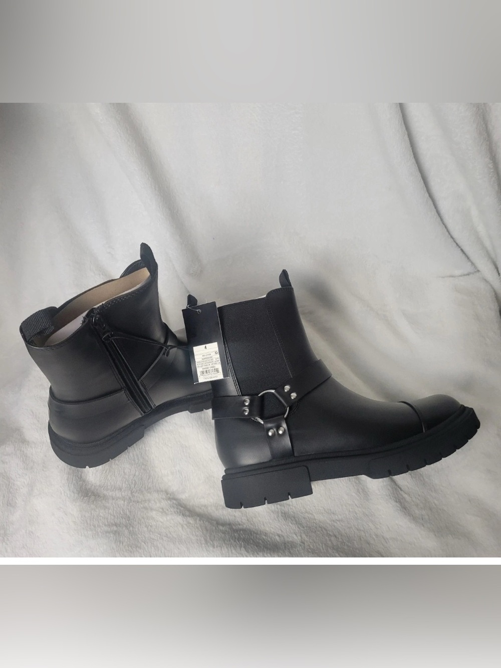 NWT-Kids1 Black Crosby Harness Moto
Ankle boots, silver hardware Coachella style